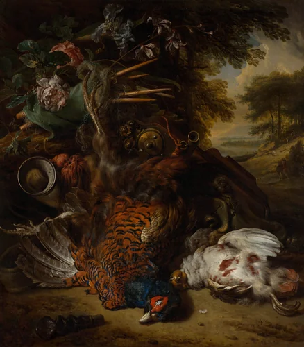 Hunting Still Life by Jan Weenix, painting