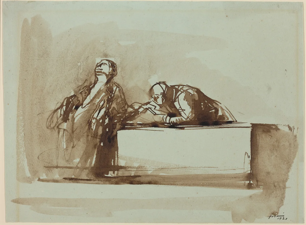 Men of Justice by Jean-Louis Forain, drawing, 1921