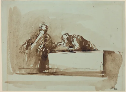 Men of Justice by Jean-Louis Forain, drawing, 1921