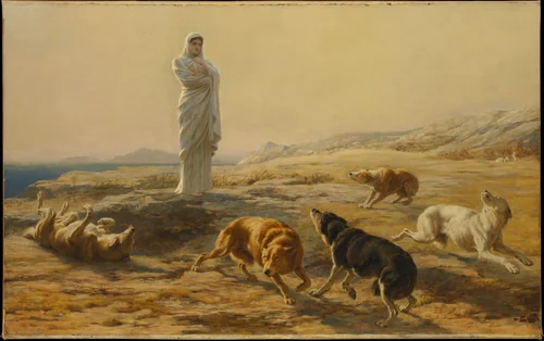 Pallas Athena and the Herdsman's Dogs by Briton Riviere, painting, 1876