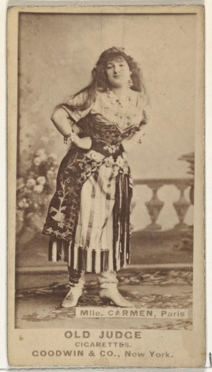 Mlle. Carmen, Paris, from the Actors and Actresses series (N171) for Old Judge Cigarettes by Goodwin & Company, photograph, 1886-1890