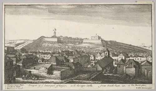 Prospect of the inner part of Tangier, with the upper Castle, from South-East, from "Views of Tangier" by Wenceslaus Hollar, print, 1669-1673