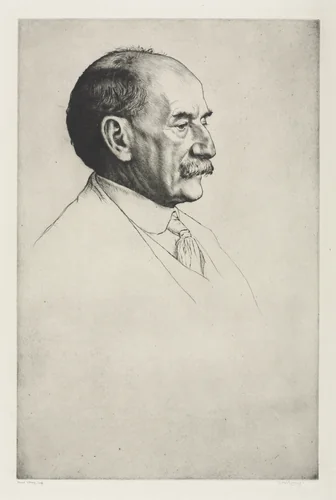 Thomas Hardy, Facing Right by William Strang, print, 1910