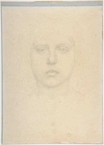 Head of a Girl by Alphonse Legros, drawing, 1837-1911
