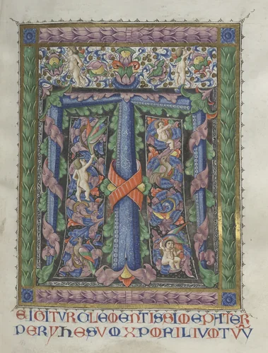Missale: Fol. 186: Decorated Initial T[e igitur] (full page) by Bartolommeo Caporali, book, 1469