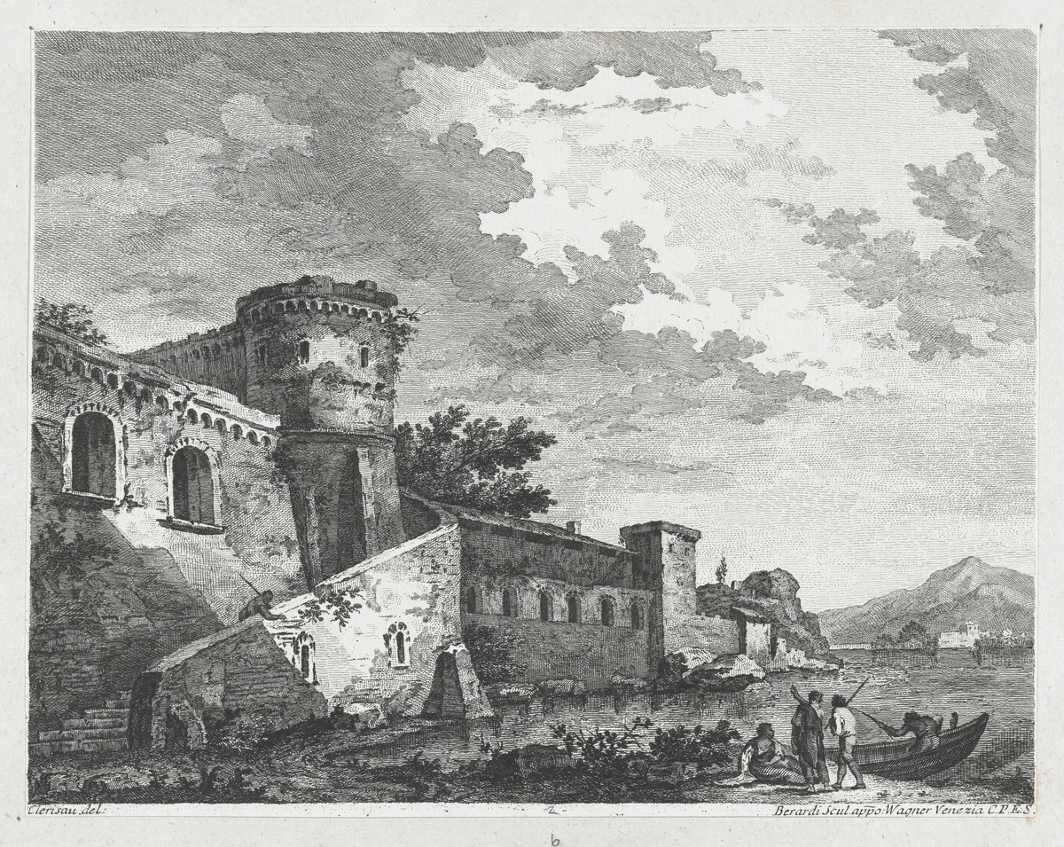 River Scene with Castle by Fabio Berardi, print, 1745-1775