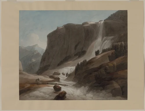 Waterfall between Chiavenna and Mount Splügen by Francis Towne, drawing, 1784