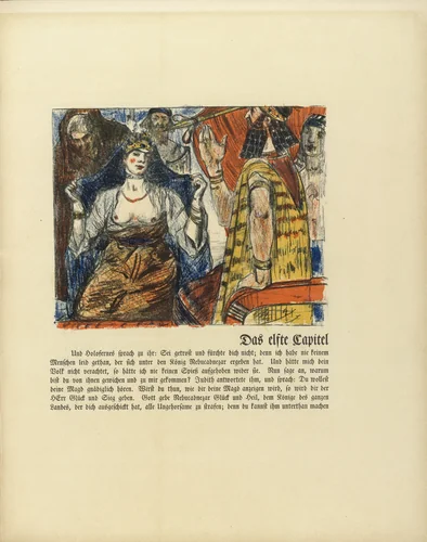 Judith before Holofernes (Judith vor Holofernes) (in-text plate, folio 21) from Das Buch Judith (The Book of Judith) by Lovis Corinth, illustrated book, 1910
