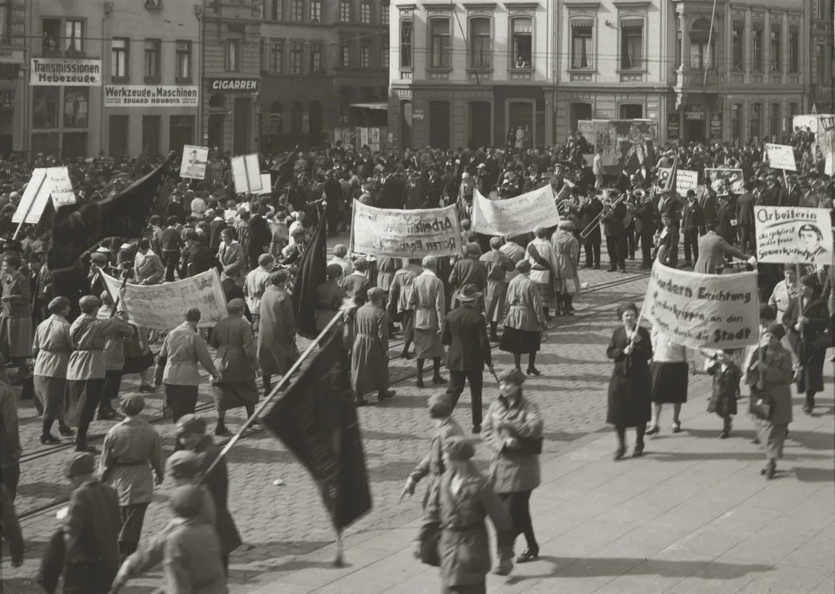 ”Red Front” Demonstration by August Sander, photograph, 1927