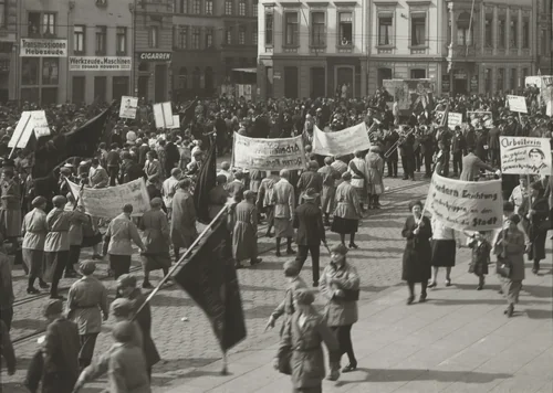 ”Red Front” Demonstration by August Sander, photograph, 1927