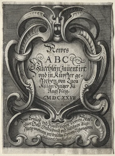 New ABC Booklet: Title Page by Lucas Kilian, print, 1627