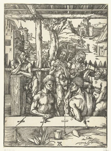 Het mannenbad by Unknown, print, 1496-1497