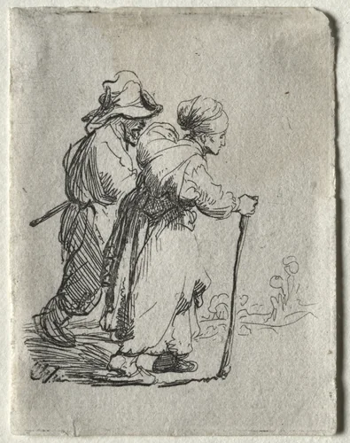 Two Tramps, a Man and a Woman by Rembrandt van Rijn, print, 1629-1639