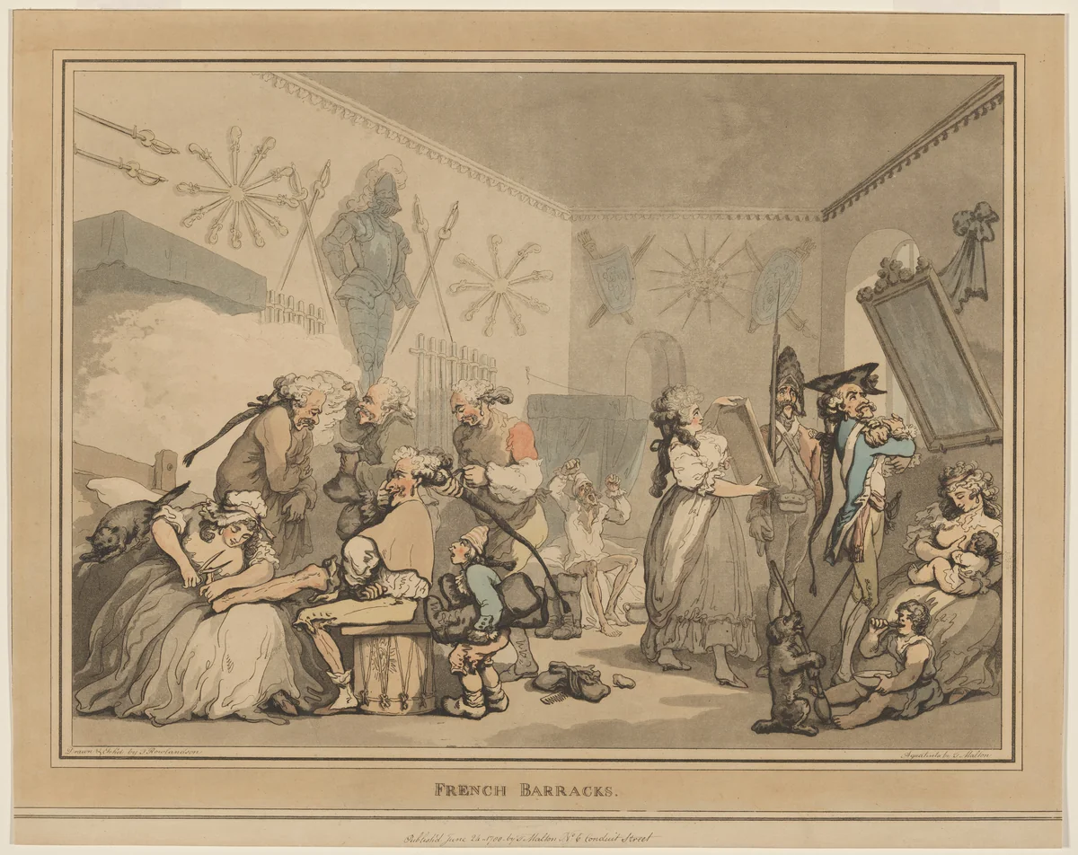 The French Barracks by Thomas Rowlandson, print, 1791