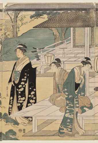 The Matsukaze Chapter of the Tale of Genji (from the series The Tale of Genji in Elegant Modern Dress) by Chōbunsai Eishi (鳥文斎栄之), print, 1786-1796