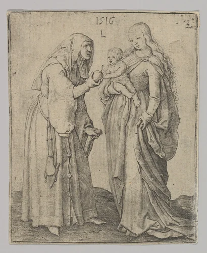 The Virgin With Child and St. Anna by Lucas van Leyden, print, 1516
