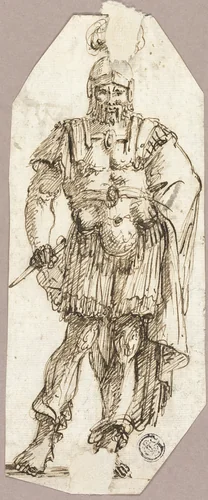 Standing Warrior by Nicolas Poussin, drawing, 1775-1799