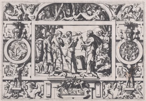 Queen Ino and the Husbandman (La reine Ino fait gâter la semence d'un an partout...), from "Jason and the Golden Fleece" by René Boyvin, print, 1563