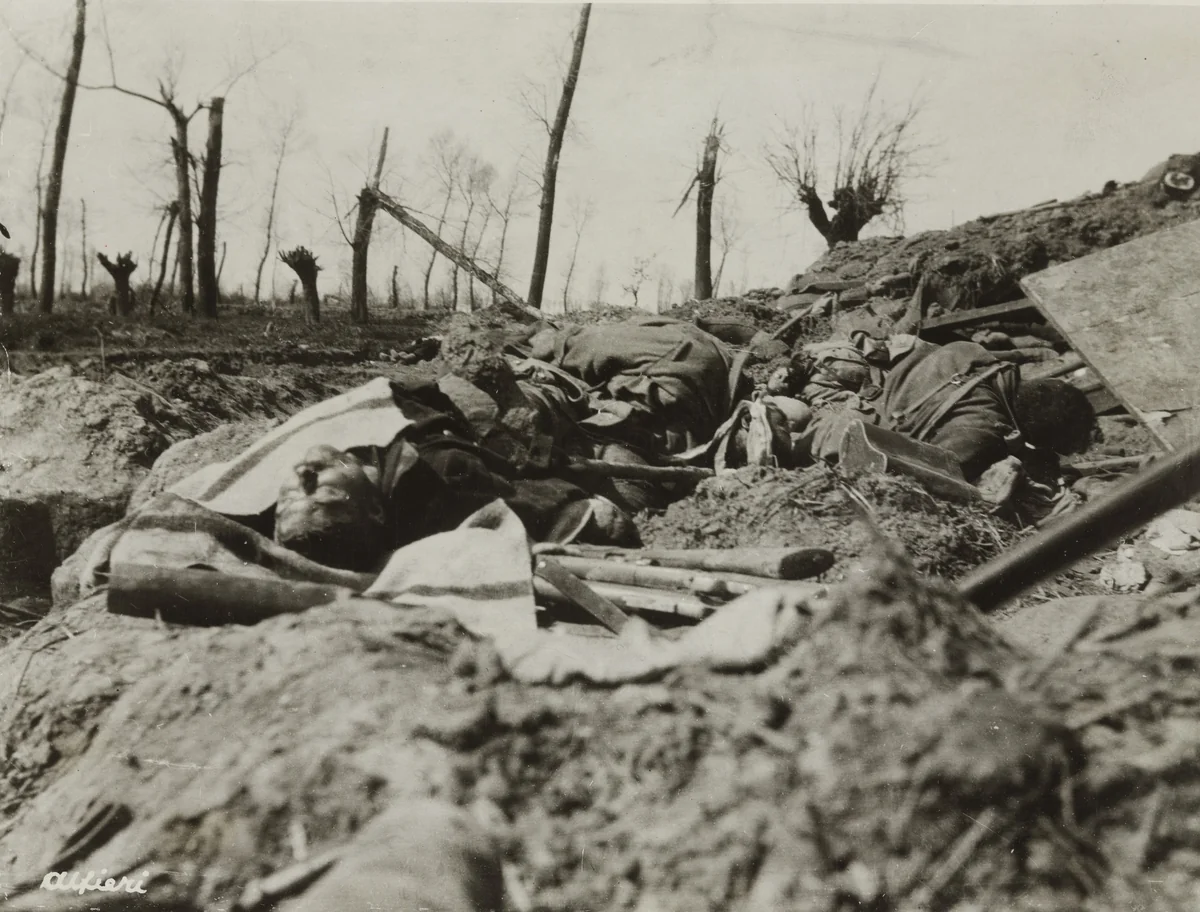 Prisoners Killed by the Germans at Hill Sixty by Underwood and Underwood, photograph, 1915
