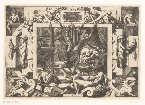 Dochters van Pelias doden hun vader by Unknown, print, 1563