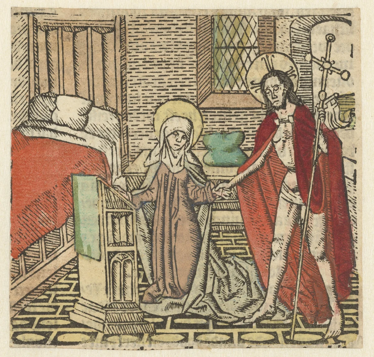 Christus verschijnt aan Maria by Unknown, print, 1485-1491