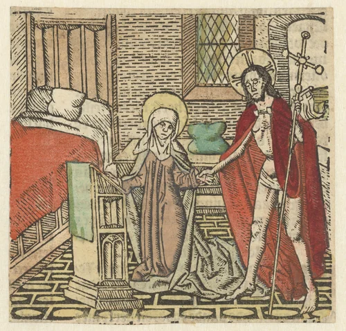 Christus verschijnt aan Maria by Unknown, print, 1485-1491