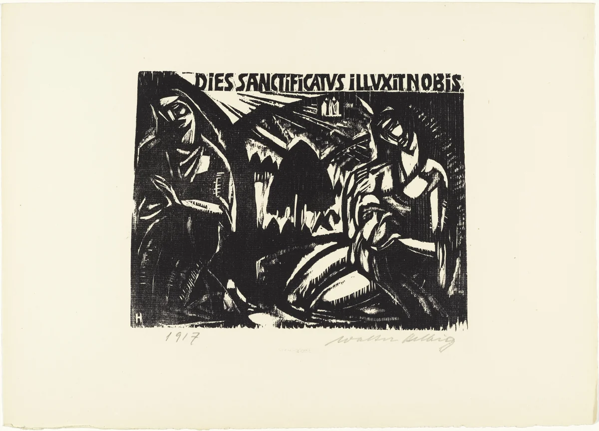 Annunciation (III.) (Verkündigung (Ill.)) from 16 Woodcuts (16 Holzschnitte) by Walter Helbig, print, 1917