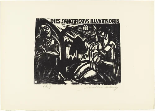 Annunciation (III.) (Verkündigung (Ill.)) from 16 Woodcuts (16 Holzschnitte) by Walter Helbig, print, 1917