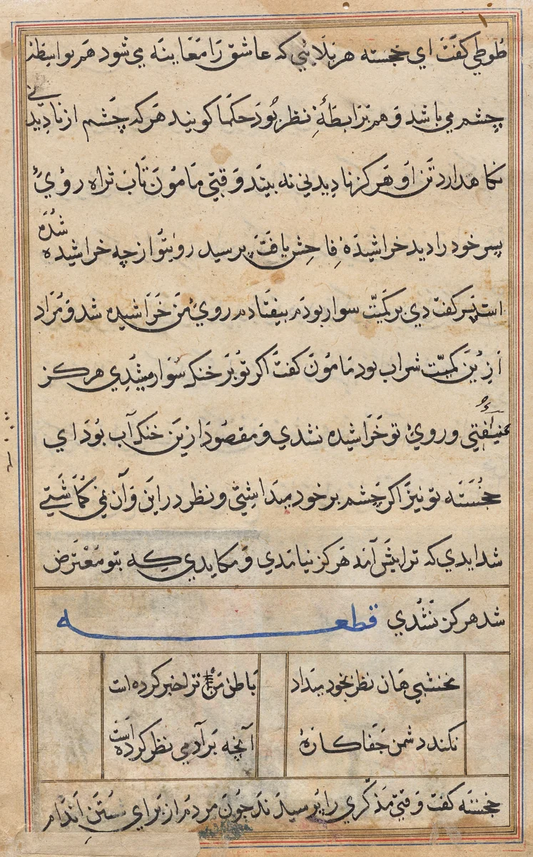 Page from Tales of a Parrot (Tuti-nama): text page by Unknown, painting, 1555-1565