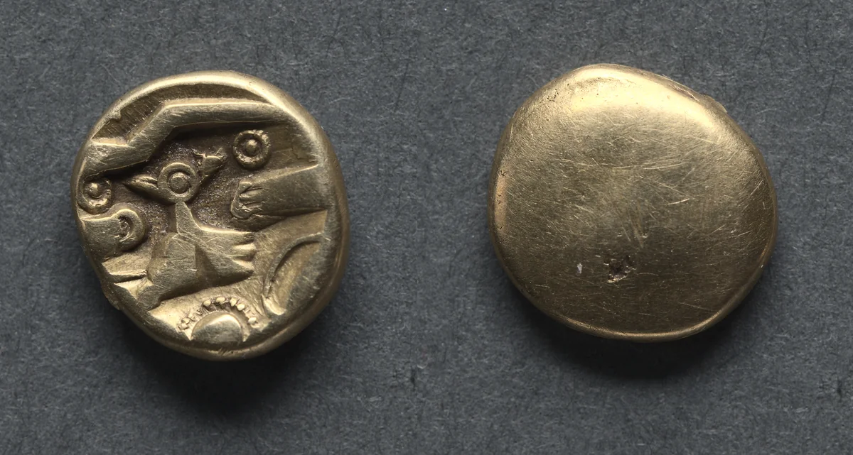 Quarter Stater: Tree (obverse); Plain Field (reverse) by Unknown, metalwork, -130--15