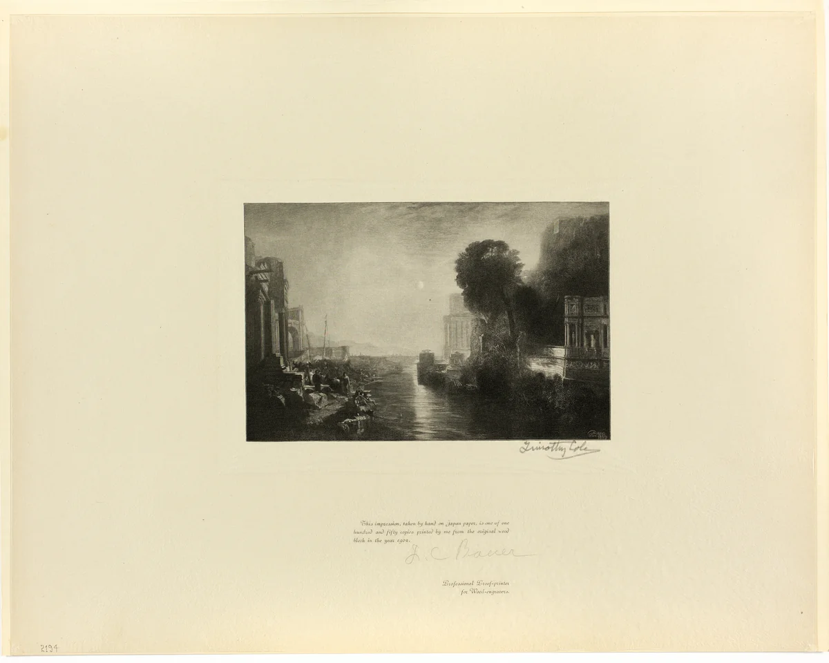 Dido Building Carthage, from Old English Masters by Timothy Cole
Joseph Mallord William Turner, print, 1900