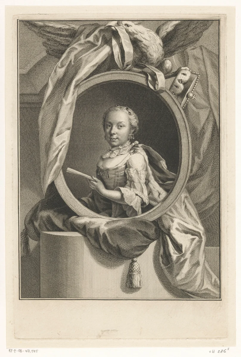 Portret van Maria Elisabeth Josepha, aartshertogin van Oostenrijk by Jacob Houbraken, print, 1751-1753