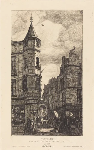 Tourelle, Rue de l'École de Médecine, 22, Paris by Charles Meryon, print, 1821-1868