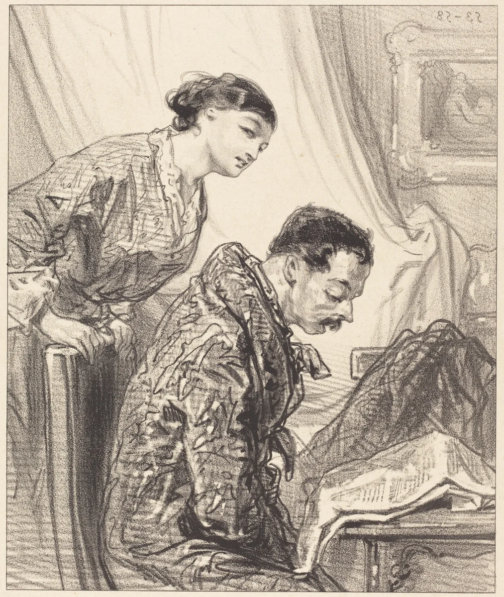 Discussion of Budget by Paul Gavarni, print, 1804-1866