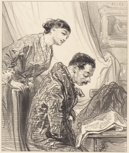 Discussion of Budget by Paul Gavarni, print, 1804-1866