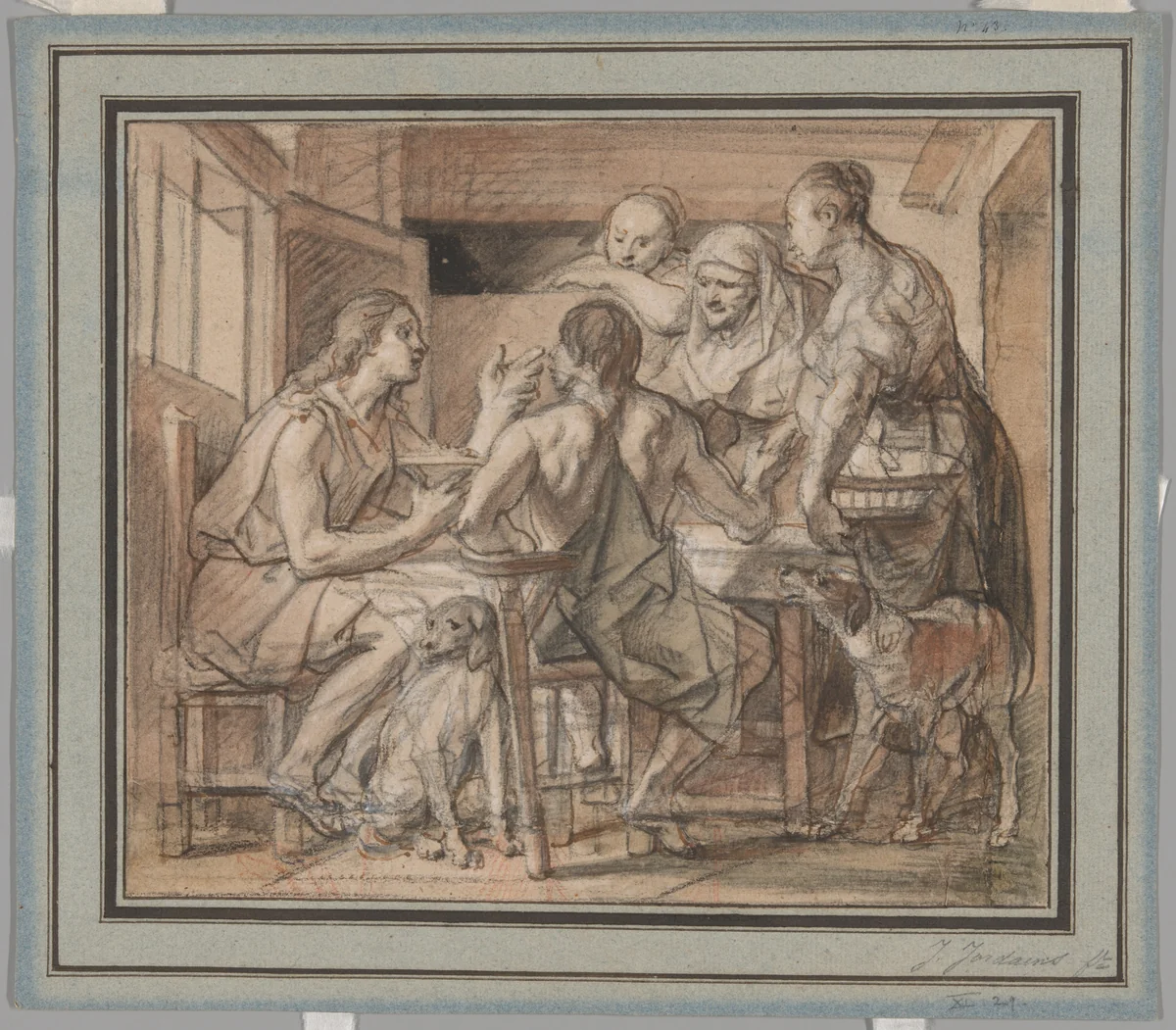 Jacob and Esau by Jacob Jordaens, drawing, 1650-1660
