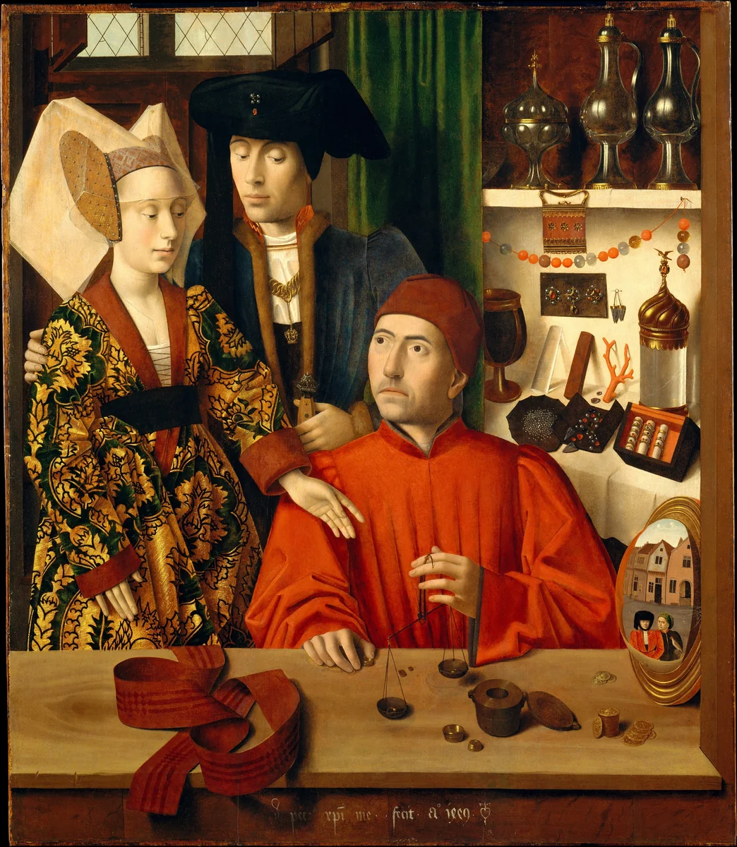 A Goldsmith in his Shop by Petrus Christus, painting, 1449