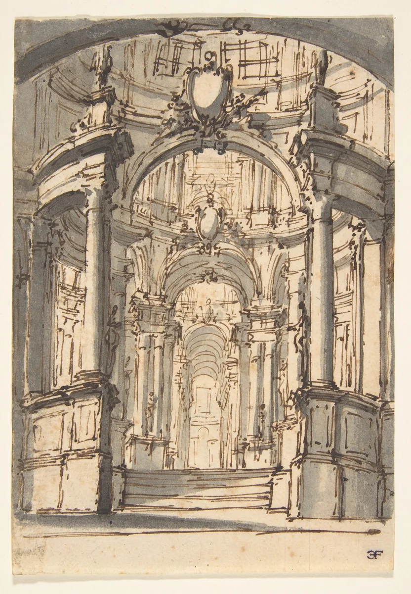 Design for Stage Set by Giovanni Battista Natali, drawing, 1698-1765
