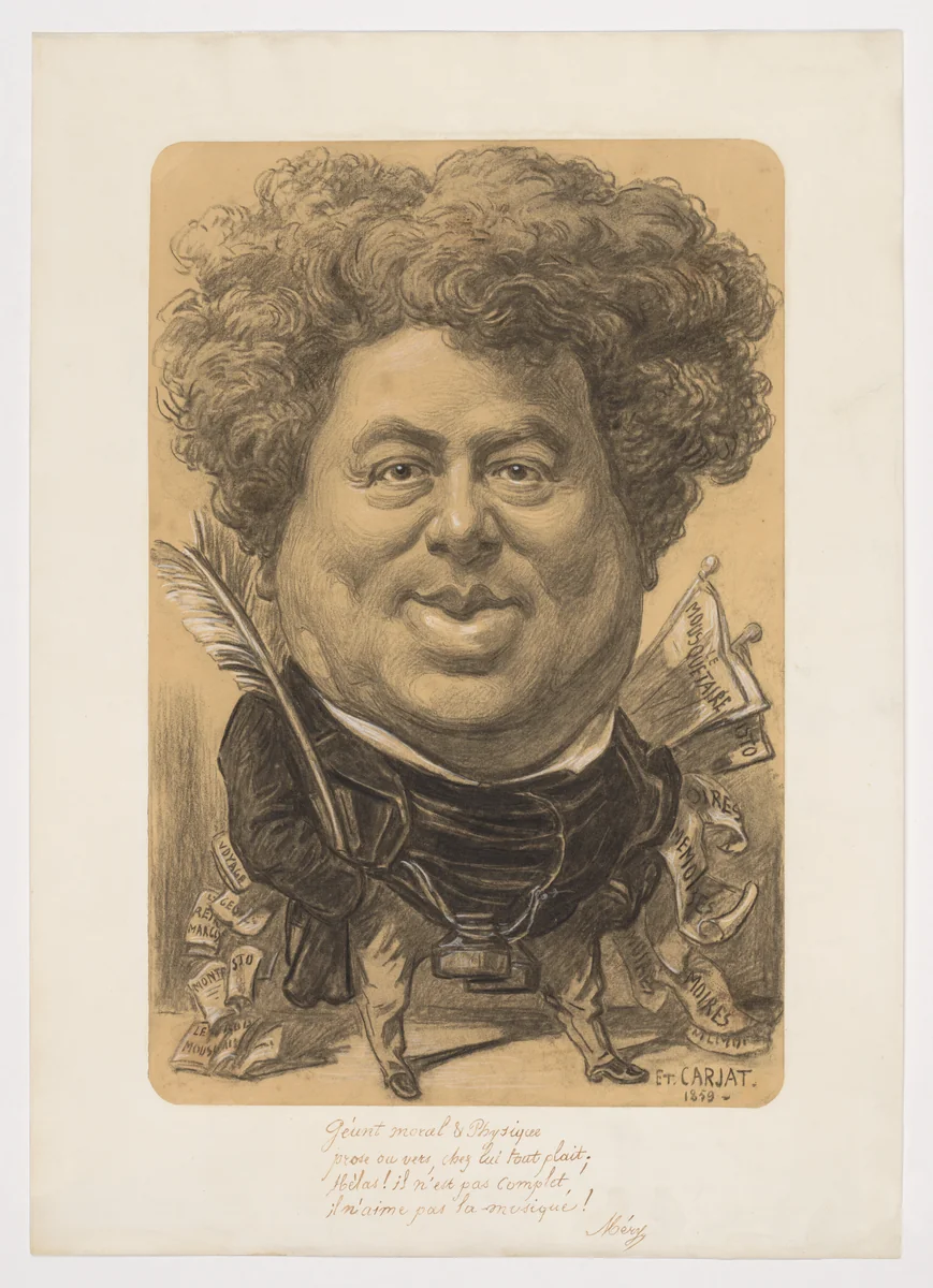 Portrait of Alexandre Dumas by Etienne Carjat, drawing, 1859