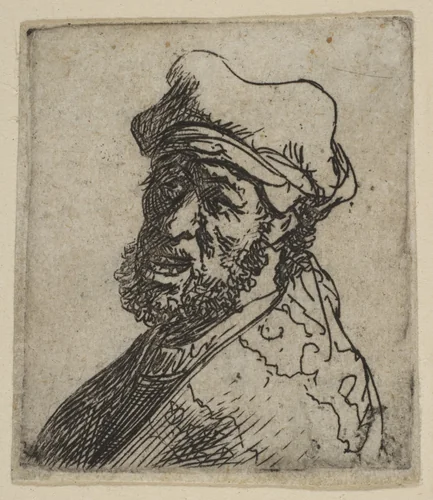 Man Crying Out, Three-Quarters Left: Bust by Rembrandt van Rijn, print, 1624-1634