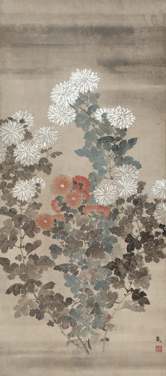 Chrysanthemums by Kitagawa Sōsetsu, painting, 1640-1660