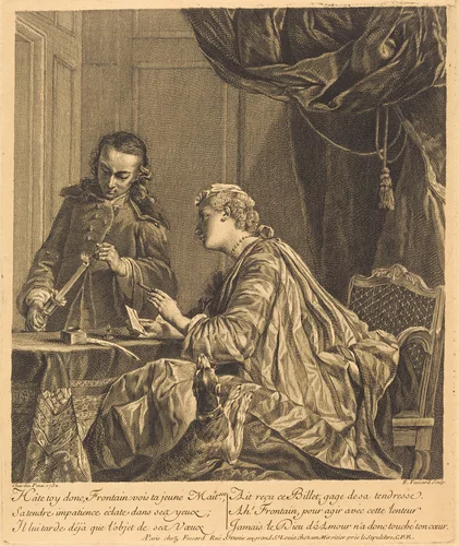 Dame cachetant une lettre (Woman Sealing a Letter) by Etienne Fessard
Jean Siméon Chardin, print, 1738