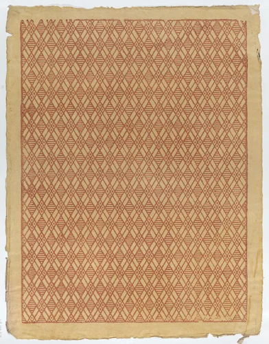 Sheet with overall red geometric pattern by anonymous, print, 1700-1800