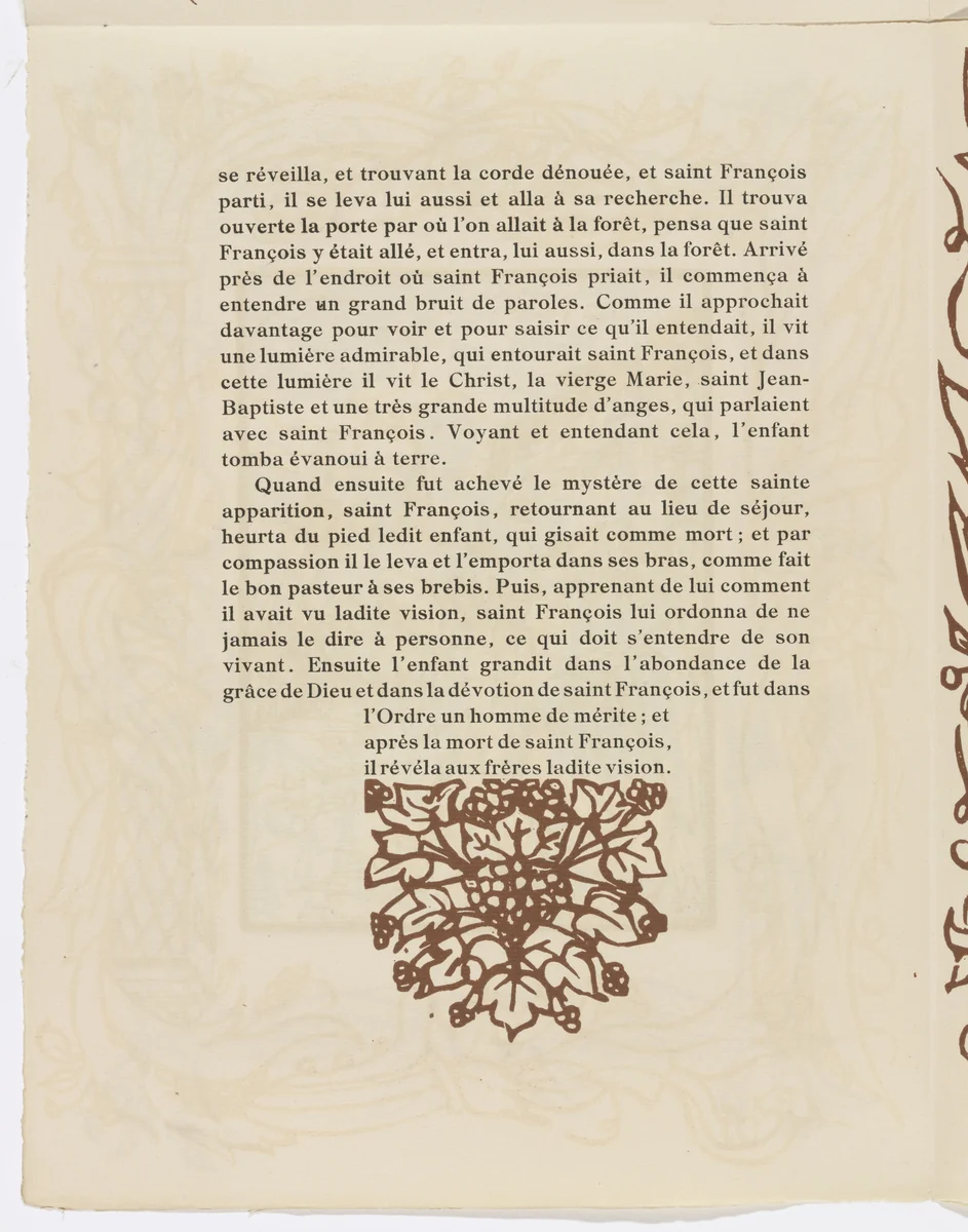 Tailpiece (page 106) from Les Petites Fleurs de St. François (The Little Flowers of St. Francis) by Émile Bernard, illustrated book, 1928