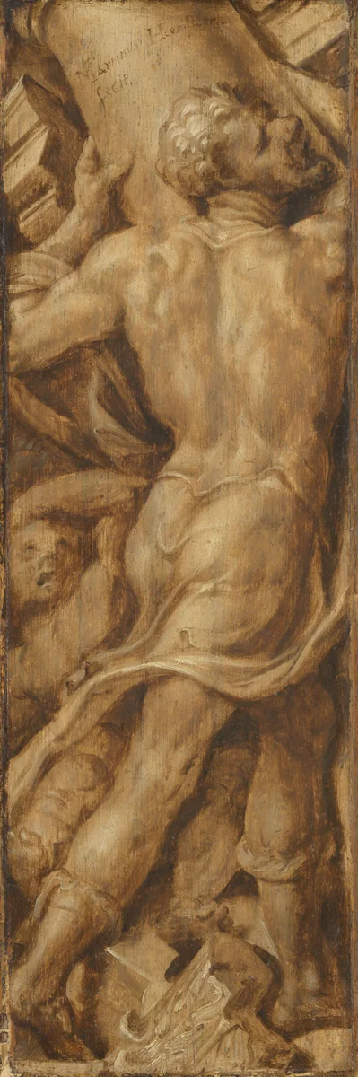 Triomf over de zonde: Simson verwoest de tempel van de Filistijnen by Unknown, painting, 1550-1560