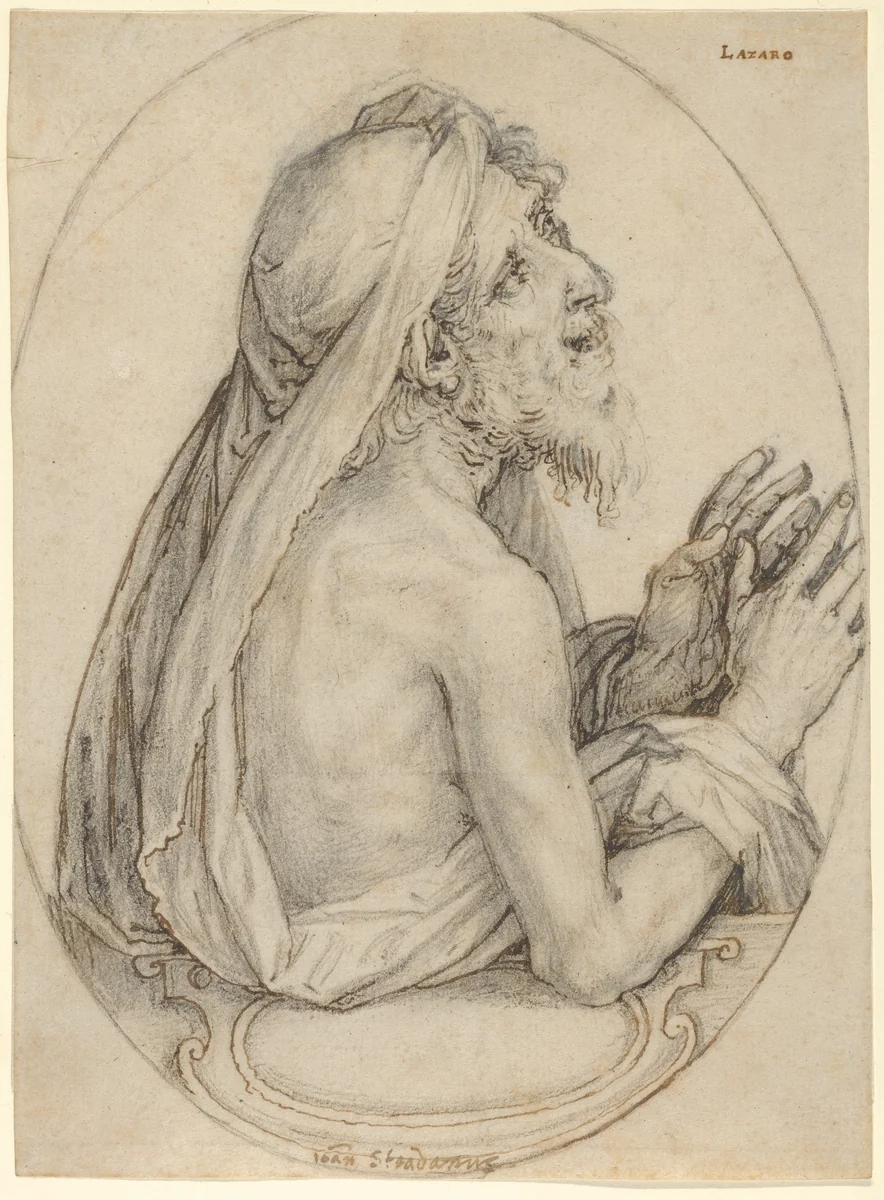Lazarus by Jan van der Straet, drawing, 1600-1605