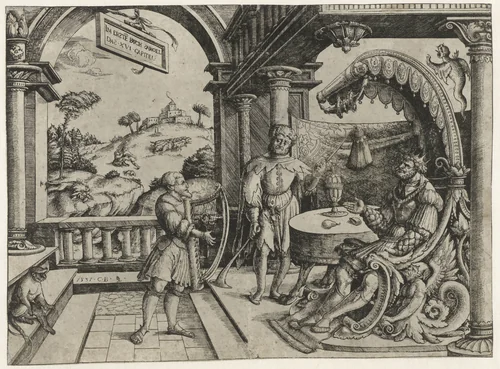 David speelt harp voor Saul by Unknown, print, 1531