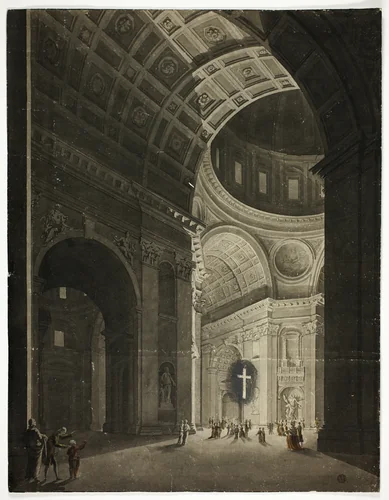 View of Crossing in Saint Peter's by Louis Jean Desprez, drawing, 1763-1804