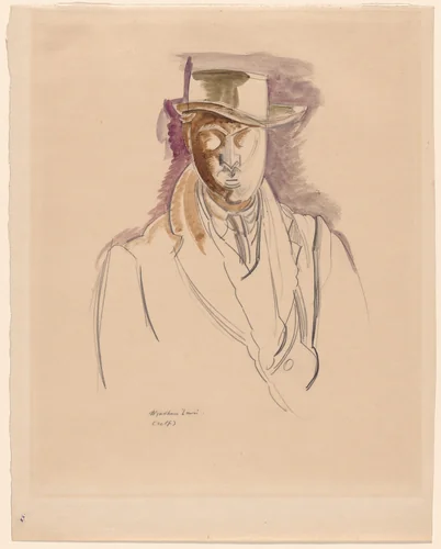 Self-Portrait by Wyndham Lewis, drawing, 1920