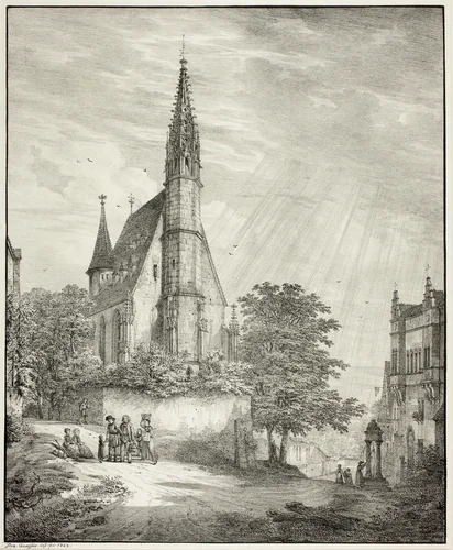 Kiderich Church in Rheingau by Domenico Quaglio, print, 1823
